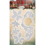 Jenine's Mindful Art Festive Nostalgia Collection - Cutting Dies - Poinsettias & Ice Swirl Frame [JMA-FN-CD904]